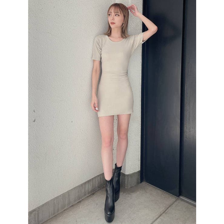 BACKリボンクルーネックワンピース[品番：MKSW0045863]｜GYDA