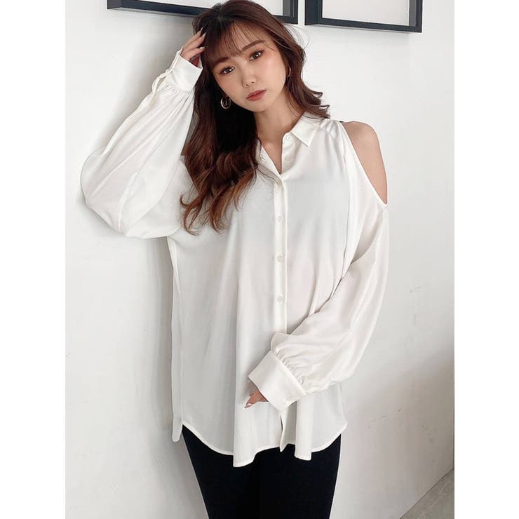 新品★GYDA★ショルダーオープンデザインブラウス ショルダーOPEN DRAPE ブラウス[品番：MKSW0045889]｜GYDA（ジェイダ