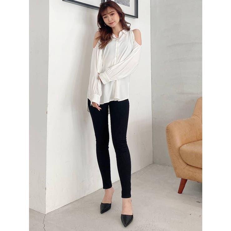 ショルダーOPEN DRAPE ブラウス[品番：MKSW0045889]｜GYDA（ジェイダ