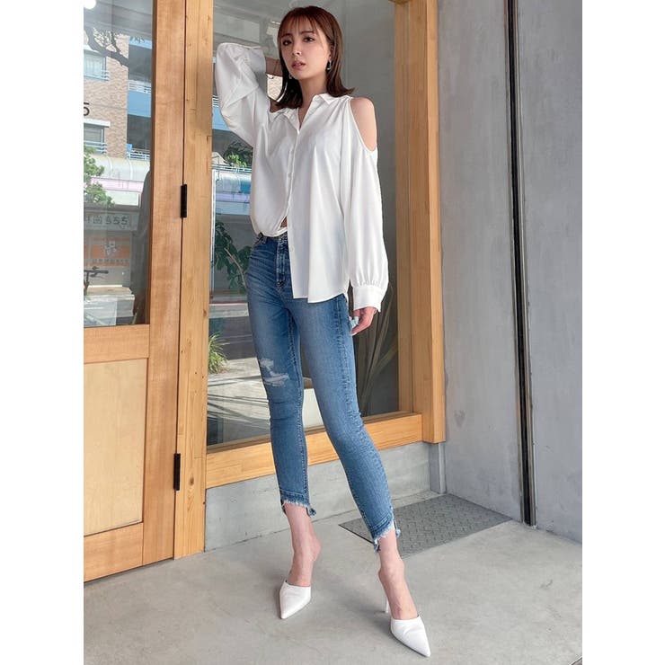 ショルダーOPEN DRAPE ブラウス[品番：MKSW0045889]｜GYDA（ジェイダ 