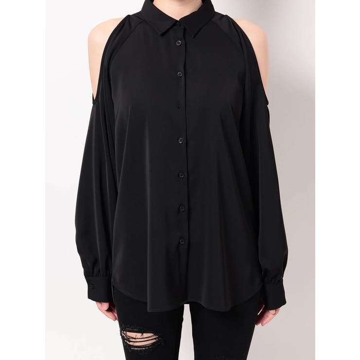 新品★GYDA★ショルダーオープンデザインブラウス ショルダーOPEN DRAPE ブラウス[品番：MKSW0045889]｜GYDA（ジェイダ