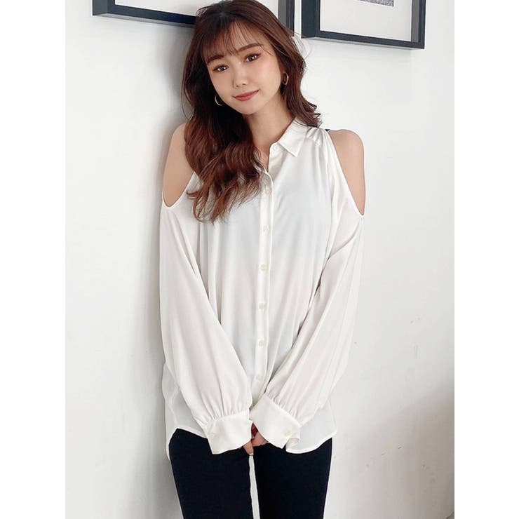 ショルダーOPEN DRAPE ブラウス[品番：MKSW0045889]｜GYDA（ジェイダ 