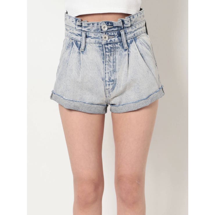 GYDA ジャストウエスト ダメージデニム ショートパンツ ショーパン ジャストウエストダメージデニムショートパンツ（デニムパンツ