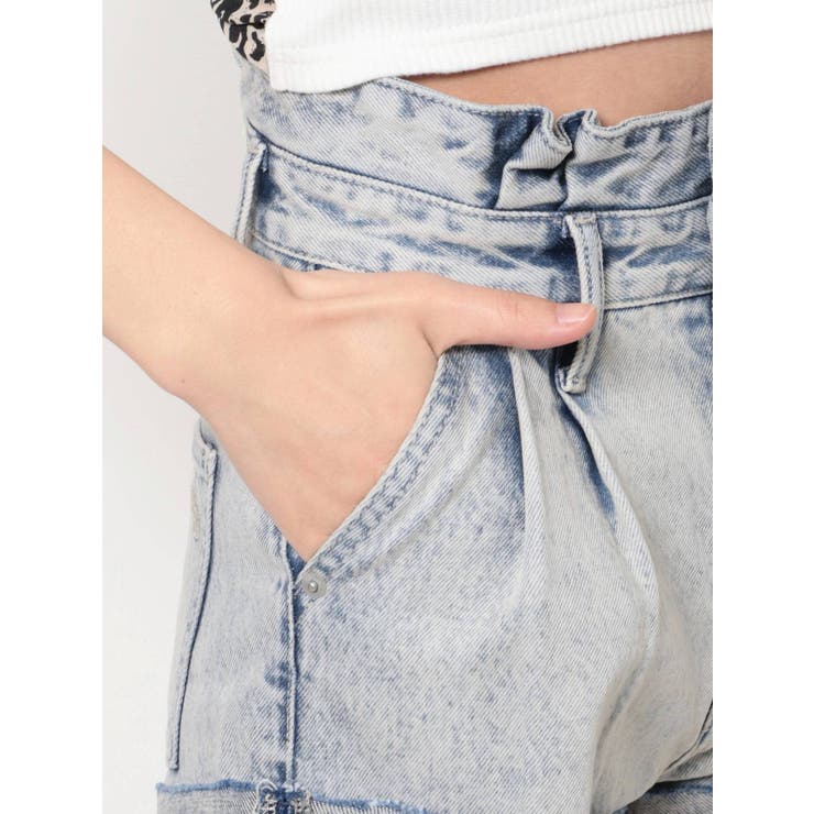 COHINA タックデザインハイウエストデニムパンツ-short 新品タグ付き タックデザインハイウエストデニムパンツ-short & regular