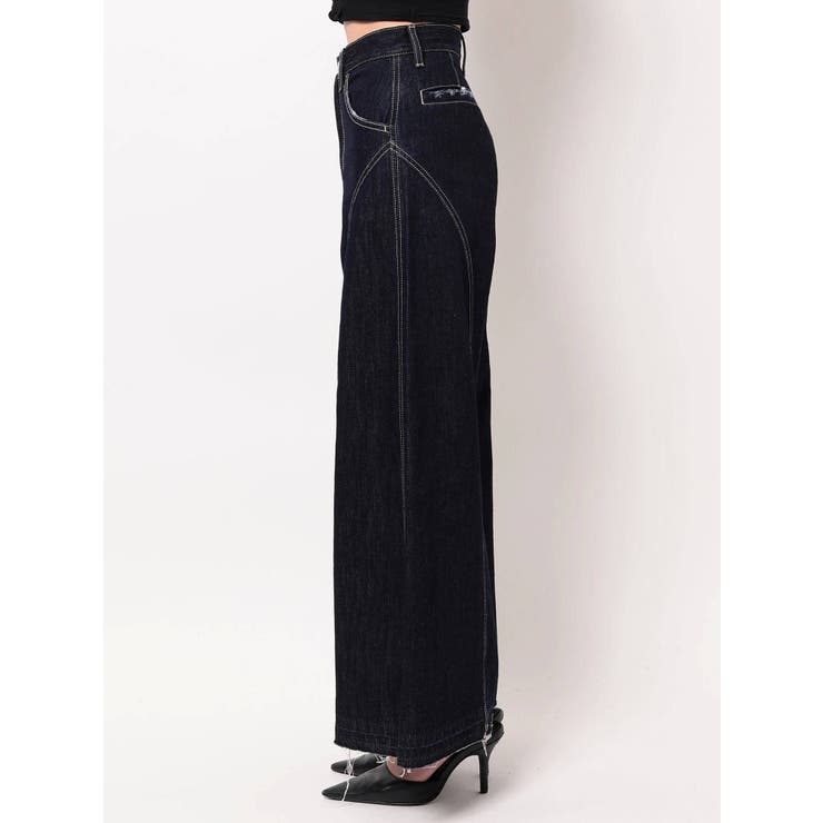 H/W SWITCHINGデザイン ワイドデニムパンツ[品番:MKSW0045967 H/W SWITCHINGデザイン ワイドデニムパンツ[品番:MKSW0045967