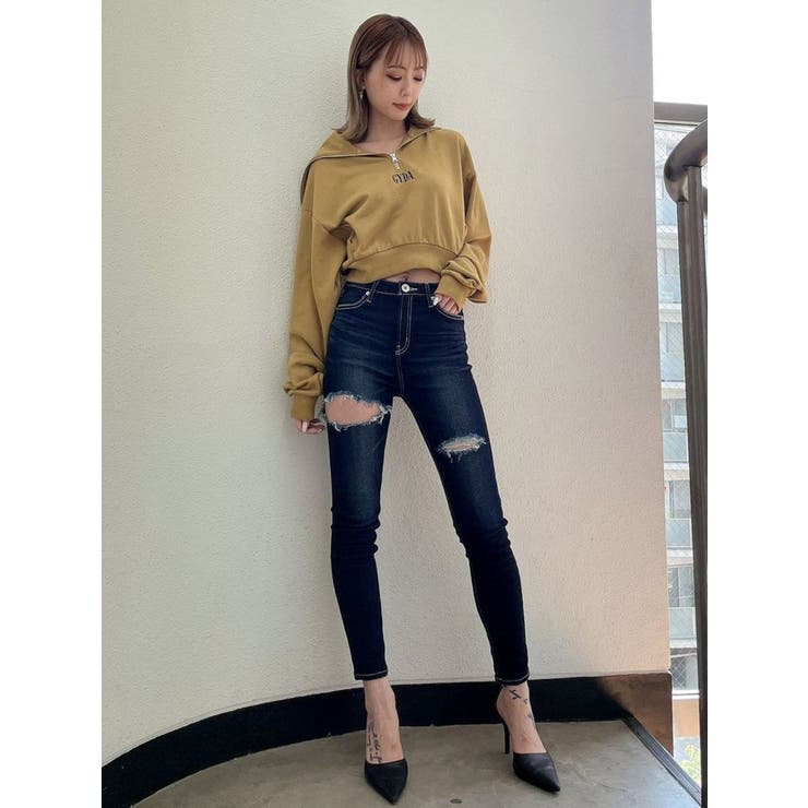 H/W THIGH ダメージデザイン スキニーデニムパンツ | GYDA | 詳細画像19 