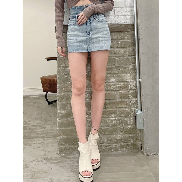 gyda ミニスカート H/WボタンSKライクデニムSPT(デニム ミニ gyda ミニスカート H/WボタンSKライクデニムSPT(デニム ミニ