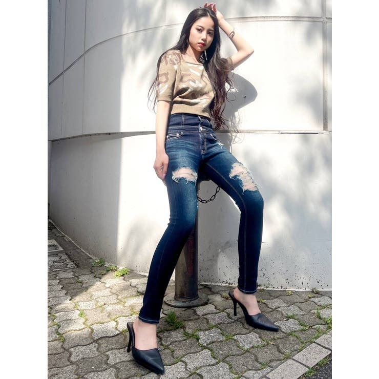 2WAYカモフラニットトップス[品番：MKSW0045899]｜GYDA