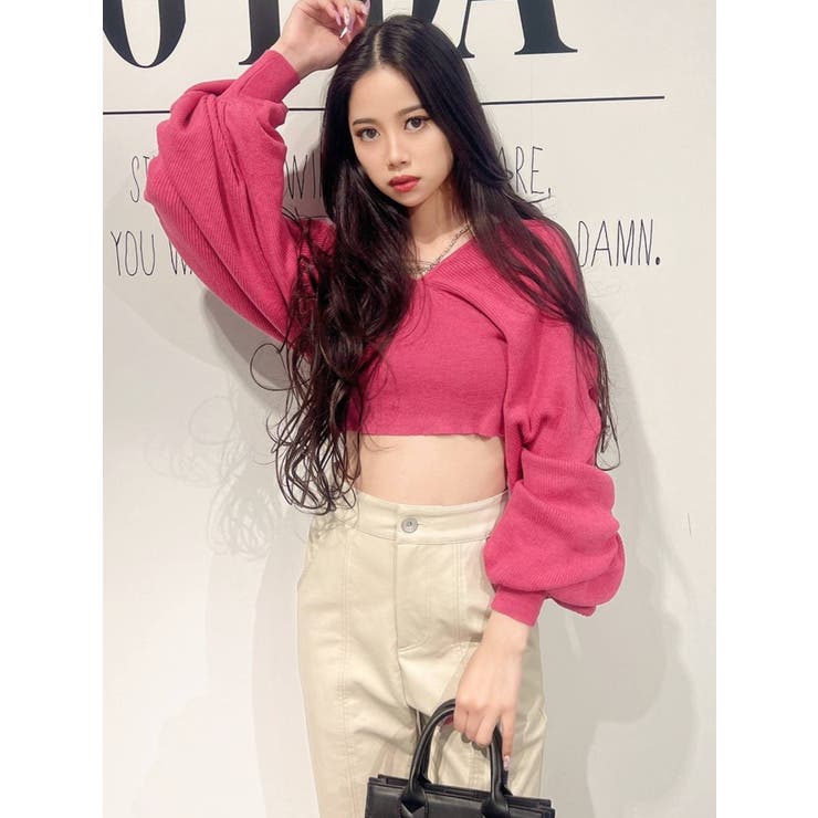 オフショルLOOSEスリーブ ニットトップス[品番：MKSW0045900