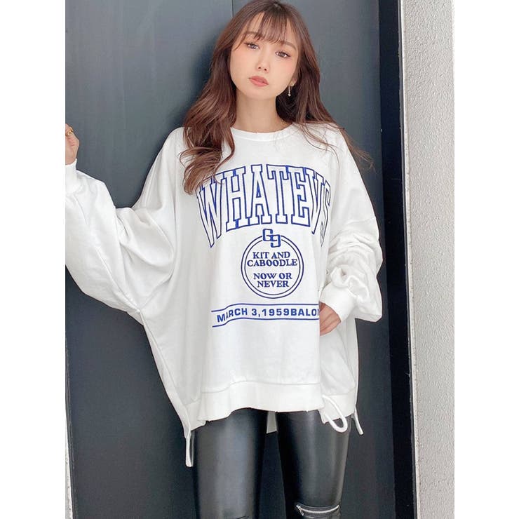 WHATEVSレースアップ ドルマンスウェットトップス[品番