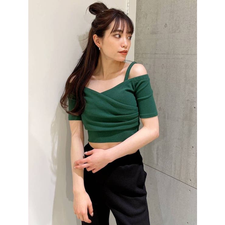 ハーフスリーブ2WAYカシュクールデザイントップス[品番