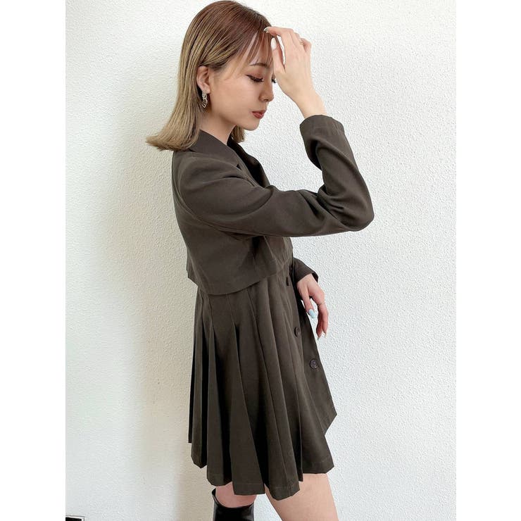 GYDAジェイダ　トレンチlayerプリーツワンピース トレンチlayerプリーツワンピース[品番：MKSW0046409]｜GYDA