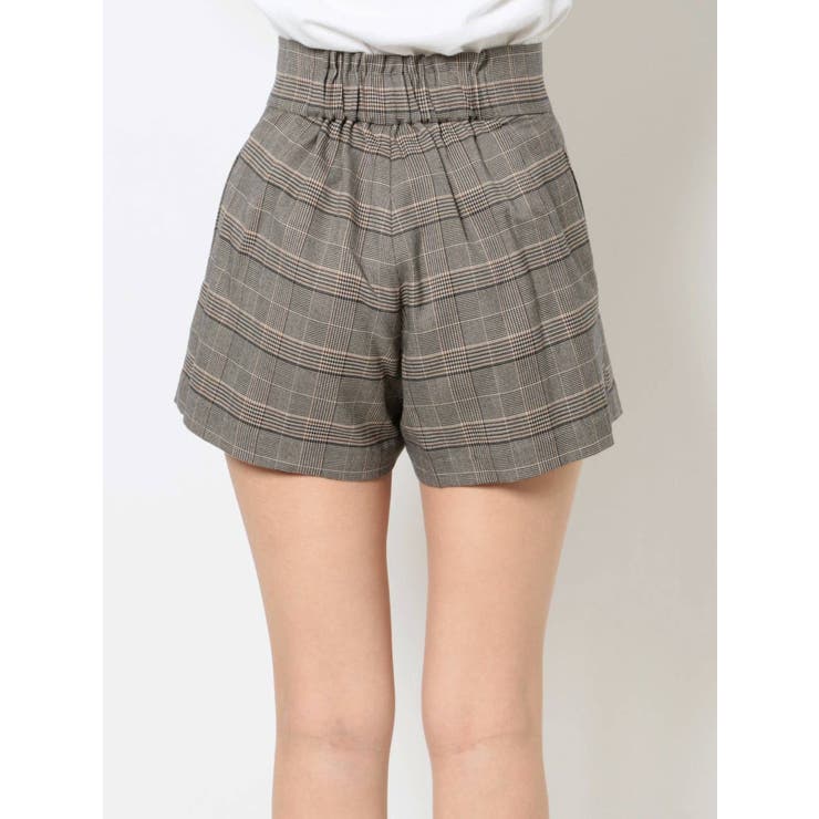 attachment アタッチメント ベルト付き ショーツ グレー チェック柄 attachment アタッチメント ベルト付き ショーツ グレー チェック柄