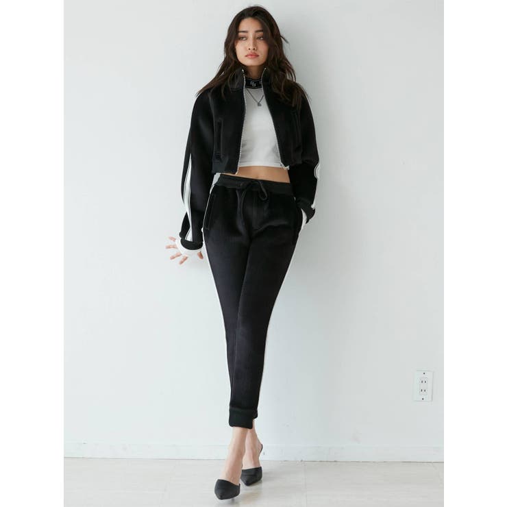 セットアップ着用可】ベロアサイドラインパンツ[品番：MKSW0046414