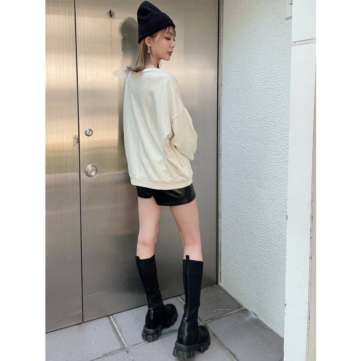 フェイクレザー レースアップショートパンツ[品番：MKSW0047161