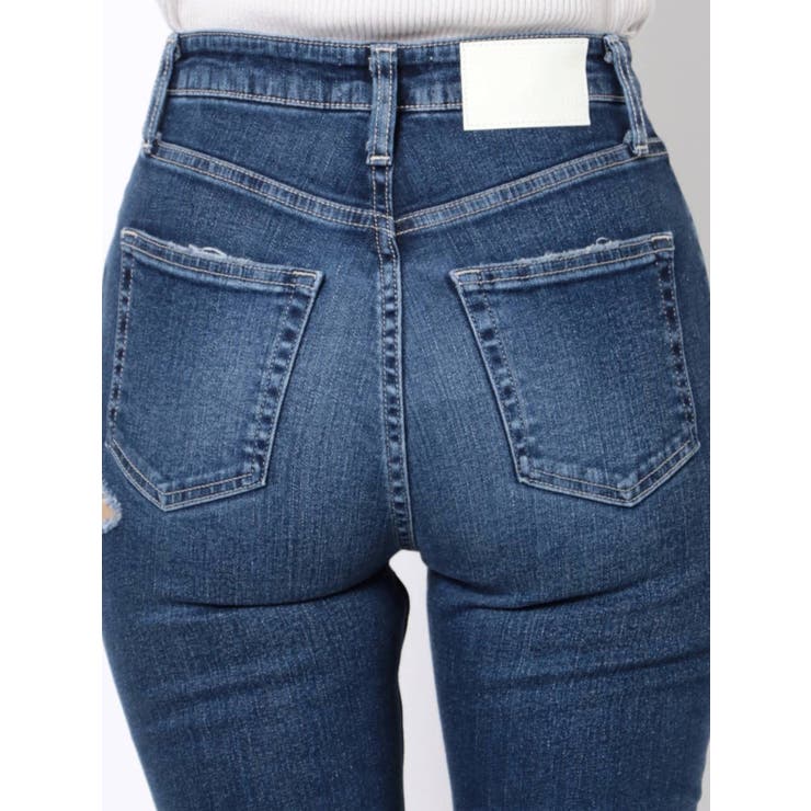 H/W SIDERIPPED SHAPELY LINEフレアデニムパンツ[品番