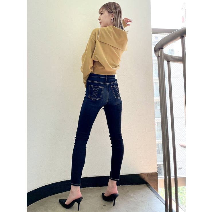 BIG COLLARハーフZIPショートスウェットトップス[品番