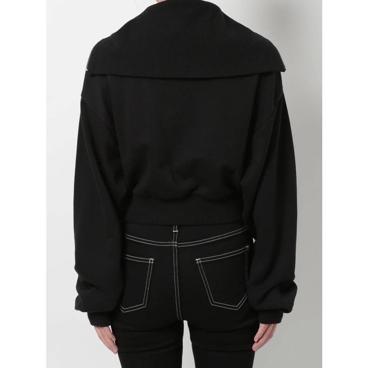 BIG COLLARハーフZIPショートスウェットトップス[品番