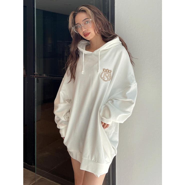 美シルエット ロング パーカー Wジッパー ホワイト 掲載 タイト ロン