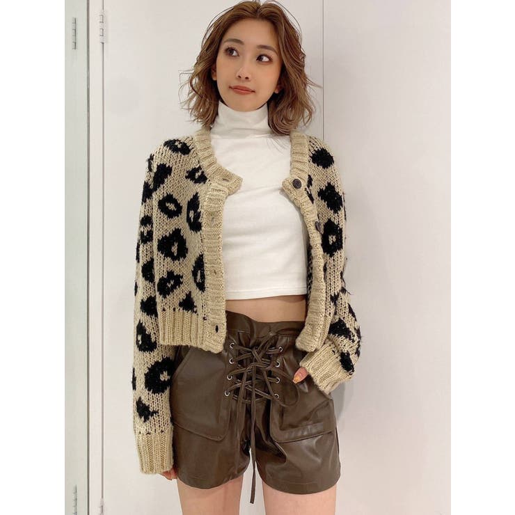 LEOPARD PATTERNショートニットカーディガン[品番：MKSW0046510]｜GYDA 