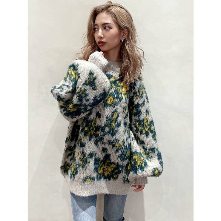 MOSAIC FLOWER PATTERN ニットトップス[品番：MKSW0047761