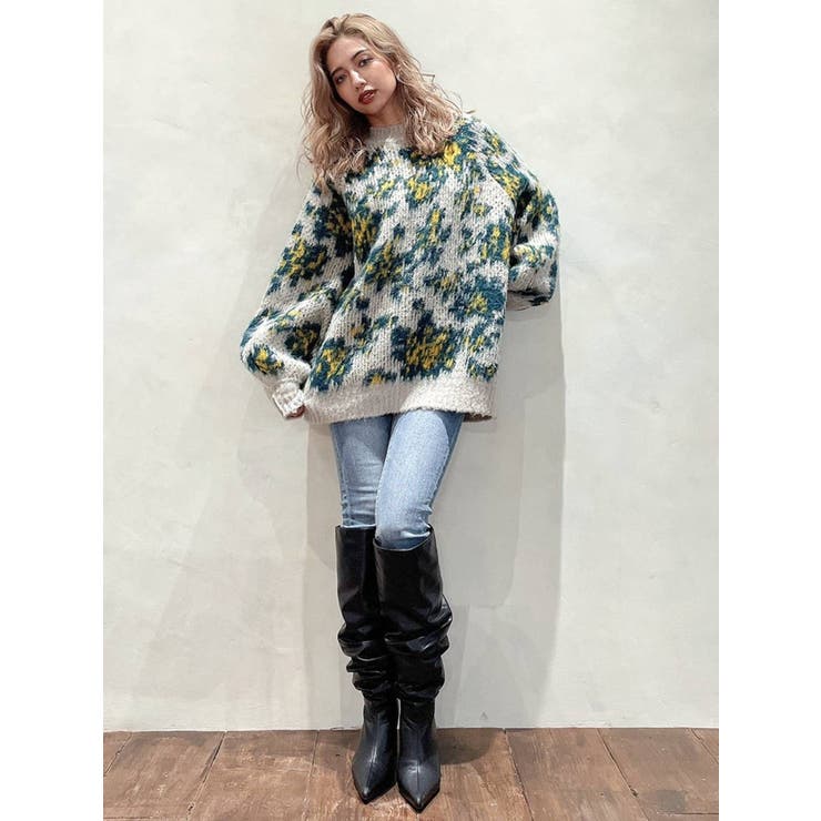 MOSAIC FLOWER PATTERN ニットトップス[品番：MKSW0047761