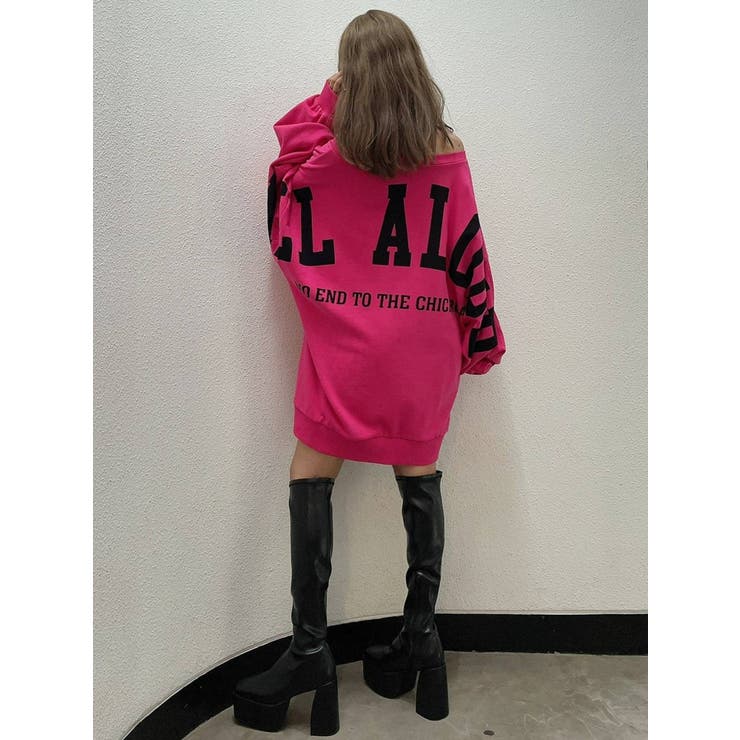 【新品✧】ゆうちゃみコラボ☆ALLALOUD BIGスウェットトップス ピンクꯁꯧ 新品✧】ゆうちゃみコラボ☆ALLALOUD BIGスウェットトップス