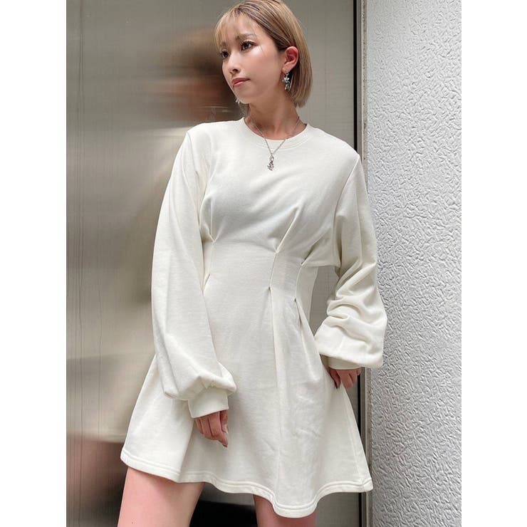 2WAYコルセット フレアスウェットワンピース[品番：MKSW0048237