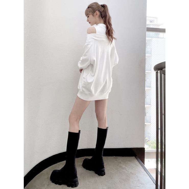 2WAYオフショル BIGスウェットワンピース[品番：MKSW0048588