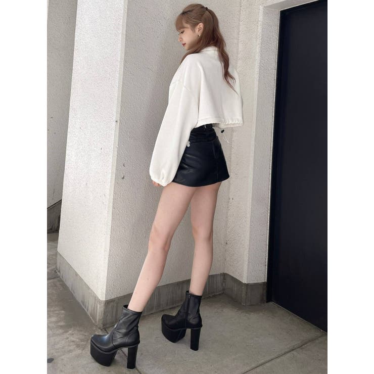 GYDA フェイクレザースカートライクショートパンツ ショーパン Sサイズ フェイクレザースカートライクショートパンツ（スカート）｜GYDA