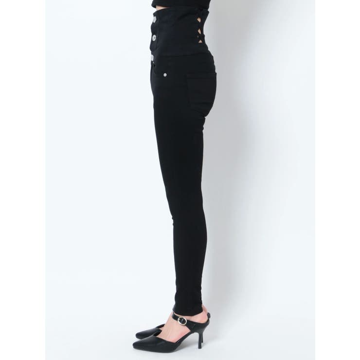 H/Wボタン BACK WレースUPスキニーパンツ[品番：MKSW0049182