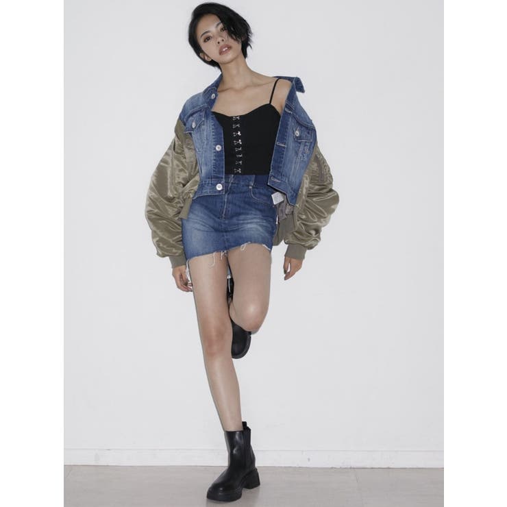 GYDA PADDING MA-1Gジャン& スカートライクショートパンツ セットアップ着用可】ウエストリブデザイン スカートライク