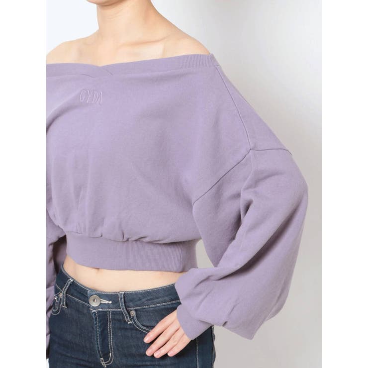ジェイダ GYDA VネックオフショルスウェットTOPS