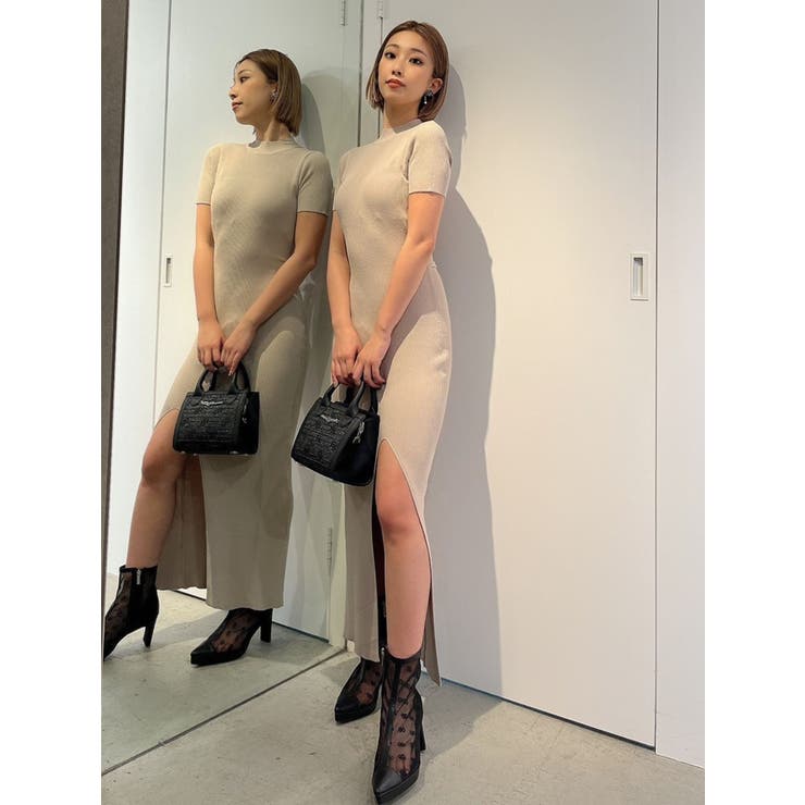 バックレースアップ ニットワンピース[品番：MKSW0049439]｜GYDA