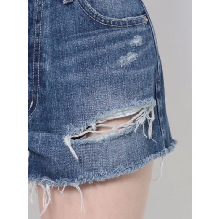 GYDA（ジェイダ）の「BACK RIPPEDデニムショートパンツ（デニム