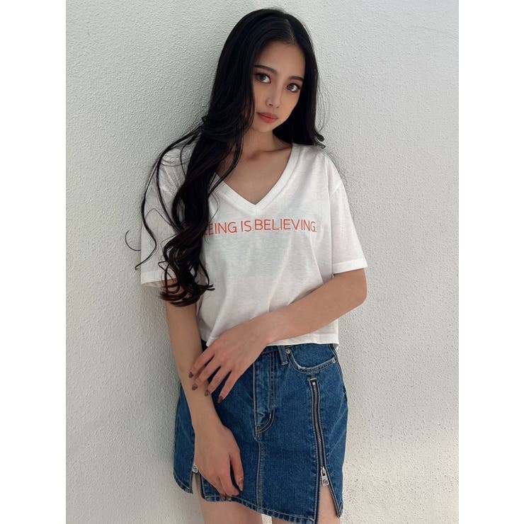 GYDA GGスライダーファスナーデザイン デニムスカート ライクショートパンツ GYDA（ジェイダ）の「GGスライダーファスナーデザイン DENIM