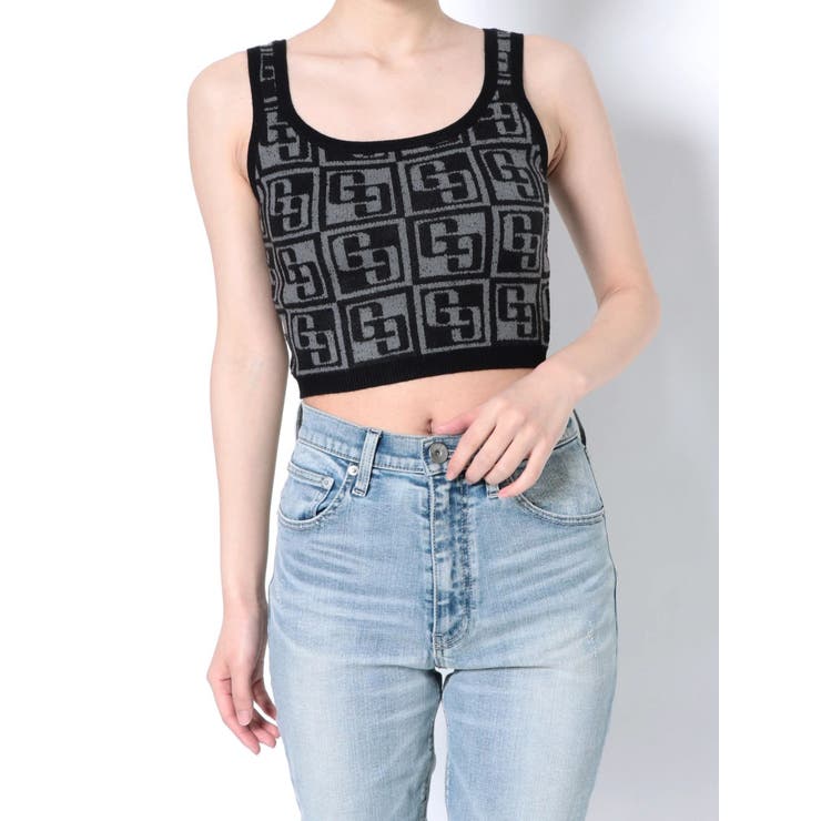 セット着用可】GG TILE PATTERN ニットタンクトップ[品番