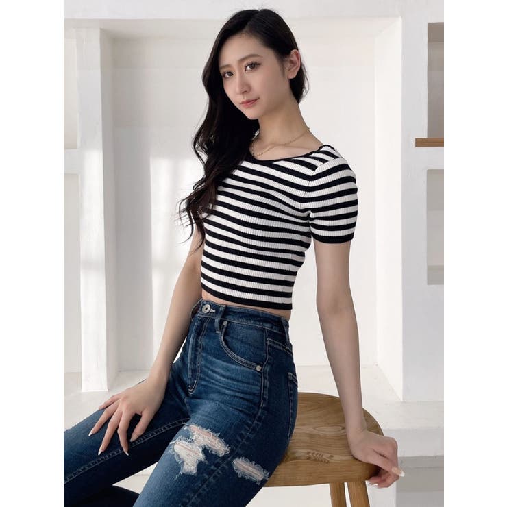 バックオープンSymmetryニットTOPS[品番：MKSW0051107]｜GYDA