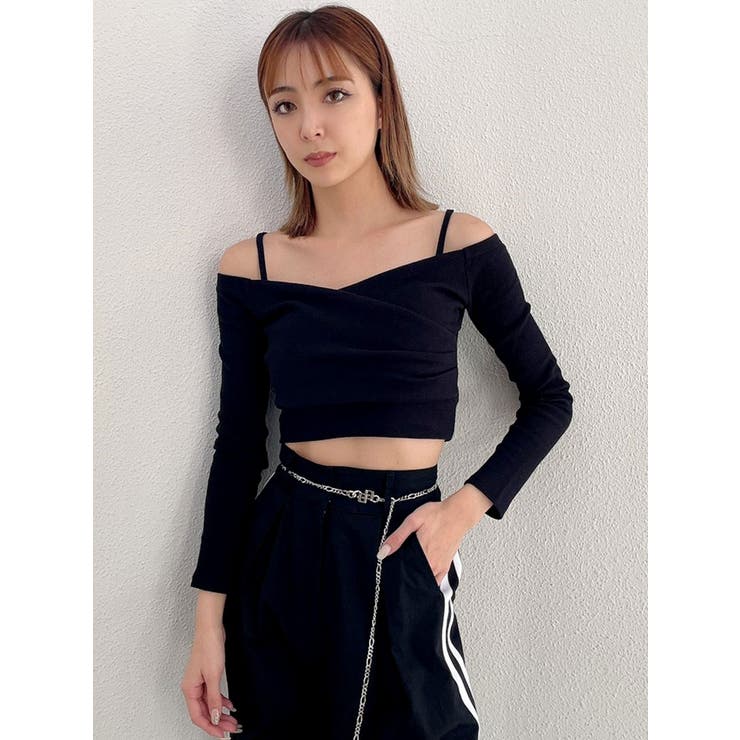 カシュクールオフショルショートトップス[品番：MKSW0049499