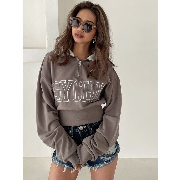 GYDA トップス BIG COLLARハーフZIPショートスウェットトップス[品番：MKSW0046462