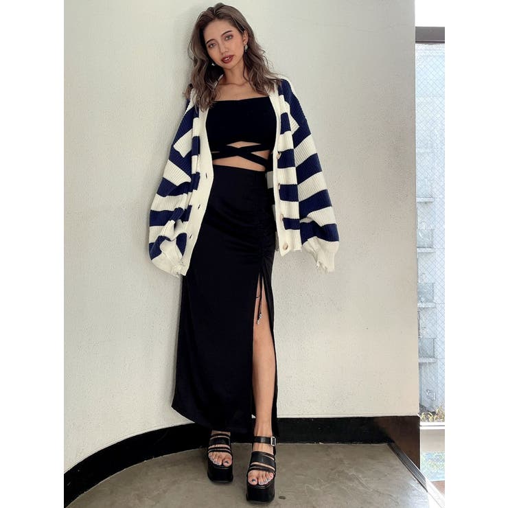 ボーダー LOOSEニットカーディガン | GYDA | 詳細画像25 