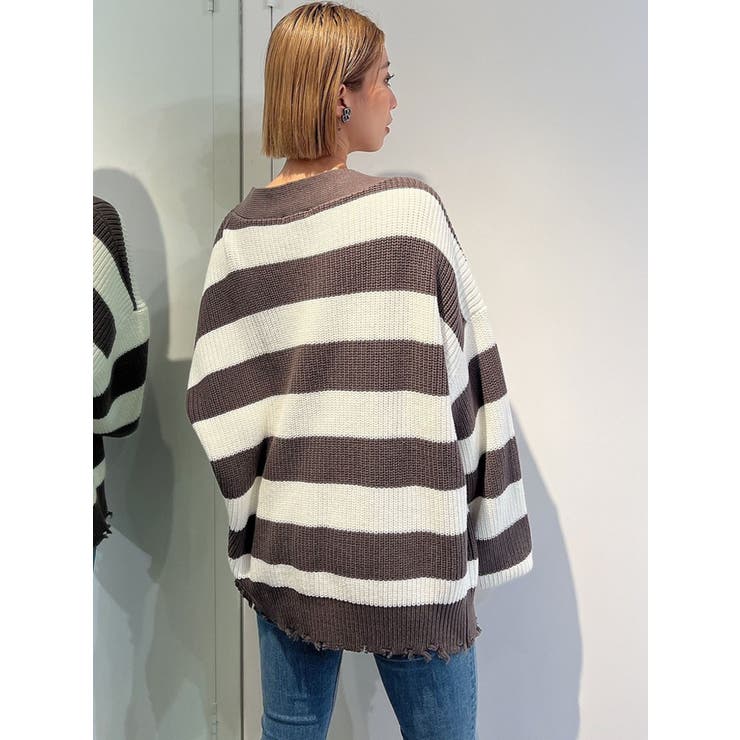 ボーダー LOOSEニットカーディガン | GYDA | 詳細画像26 