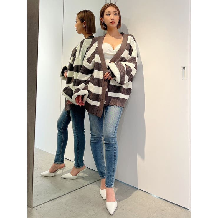 ボーダー LOOSEニットカーディガン | GYDA | 詳細画像28 