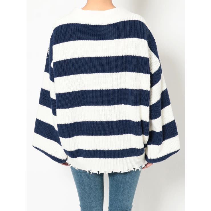 ボーダー LOOSEニットカーディガン | GYDA | 詳細画像32 