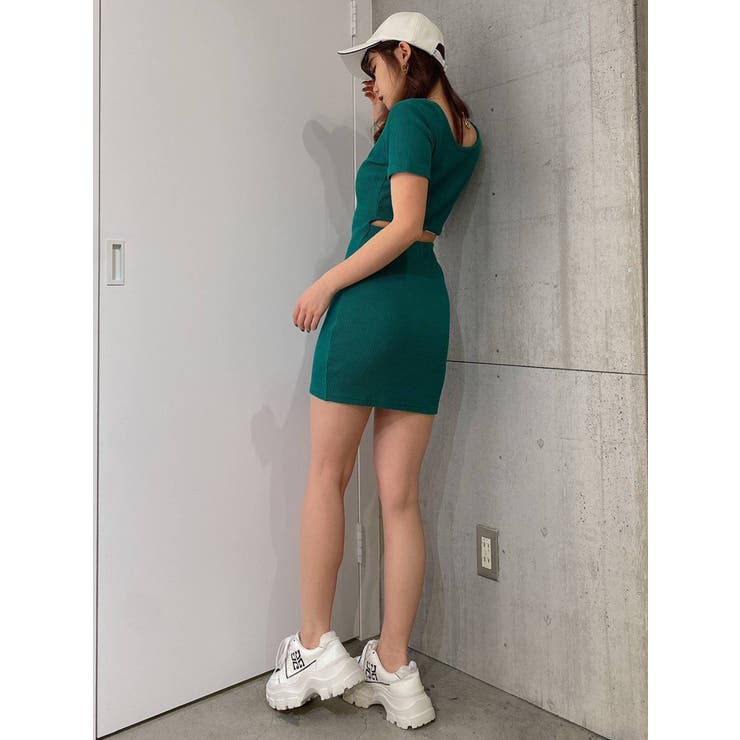 GAYD 2wayデザインハーフスリーブテレコワンピースとバックリボンワンピース セール】2WAYデザインハーフスリーブテレコワンピース