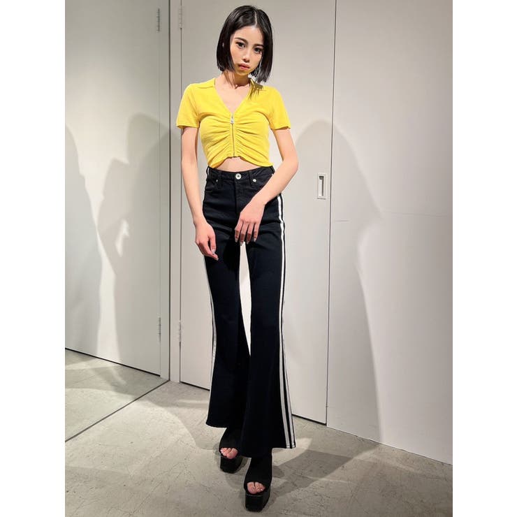 ハイウエスト2ラインフレアカラーパンツ | GYDA | 詳細画像3 