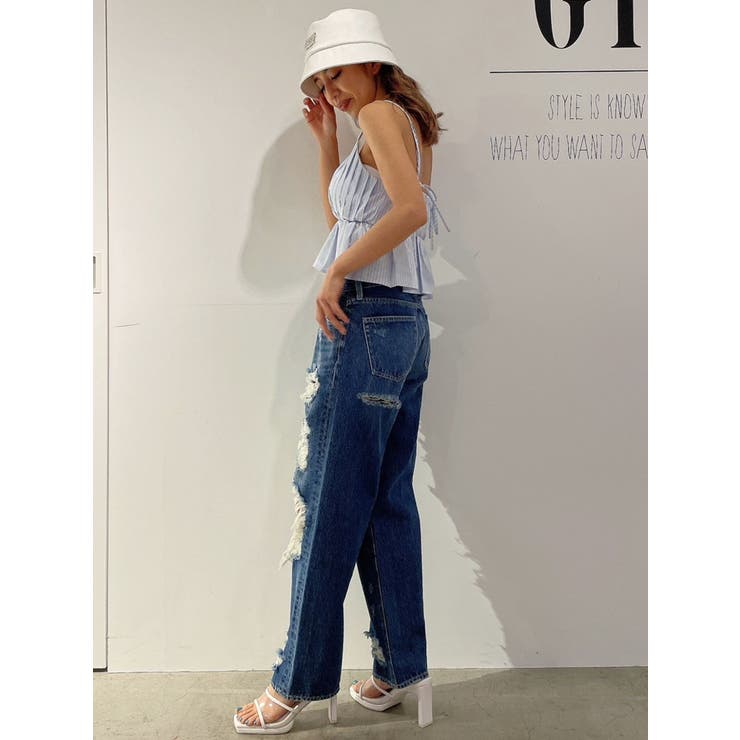 GYDA♡L/W Superダメージ ストレートデニムパンツ L/W Superダメージ ストレートデニムパンツ[品番：MKSW0050853