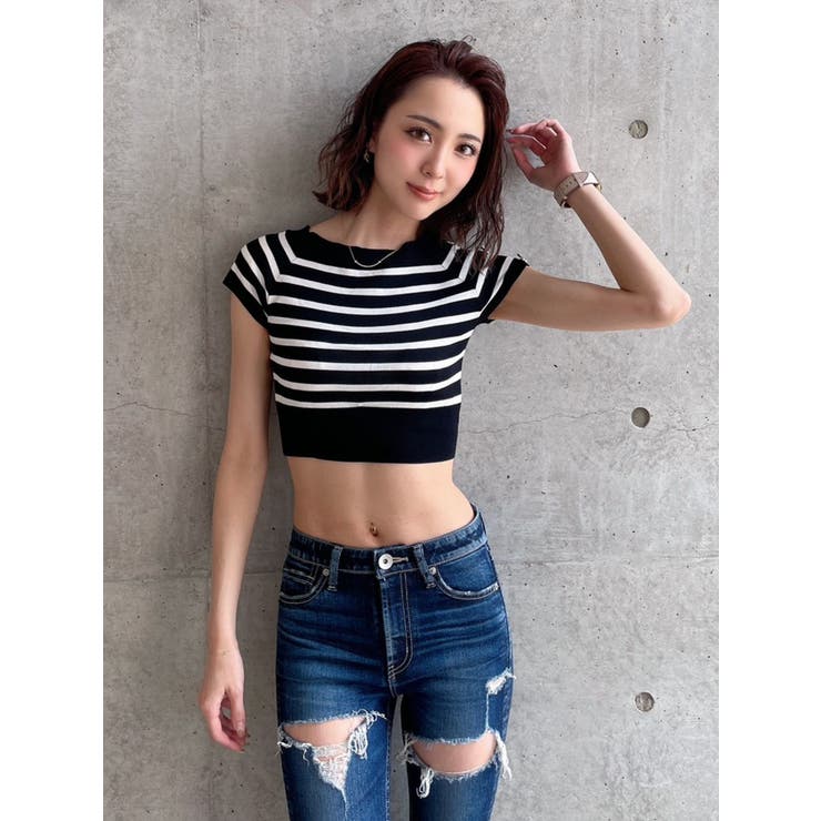 オフショルGGボタンニットTOPS[品番：MKSW0050859]｜GYDA