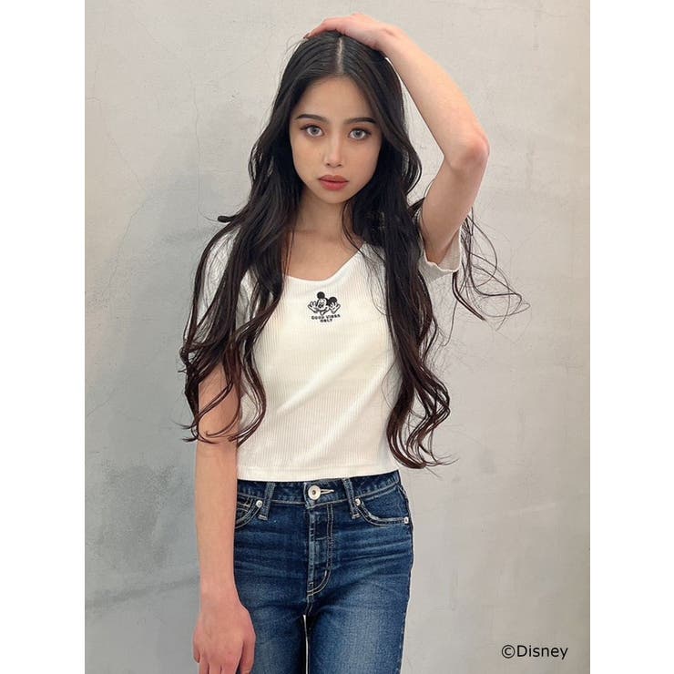 Mickey Mouse/FRONT EMBROIDERY テレコ Tシャツ[品番