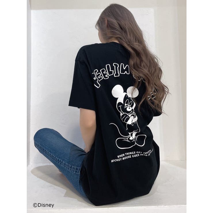 ジェイダ GYDA Mickey Mouse / バックプリントBIG Tシャツ コラボT ビッグシルエット プリント オススメ セクシー ギャル 人気 レディース ブランド GYDA (ジェイダ） Mickey Mouse / バックプリントBIG Tシャツ